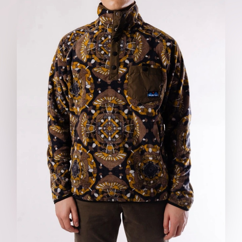 KAVU Teannaway Polar Fleece Pullover, Mushroom Montage, Small